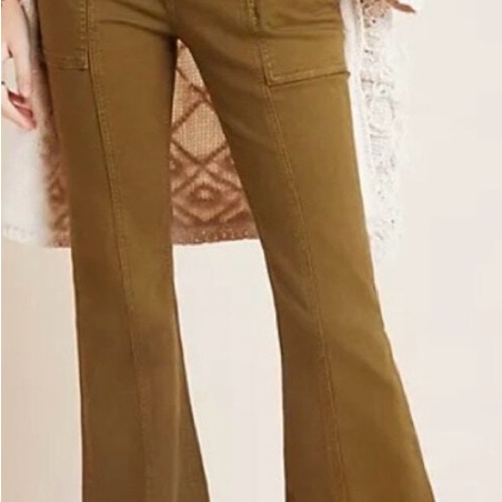 Anthropologie Tan Flare Pants